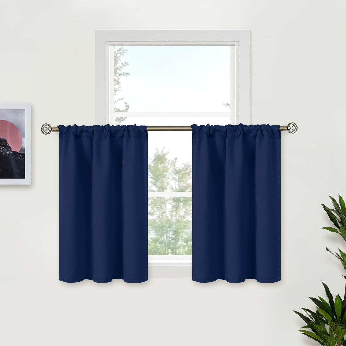 BGment Black Blackout Curtains 40 Inches Long for Kitchen Window 2 Panels