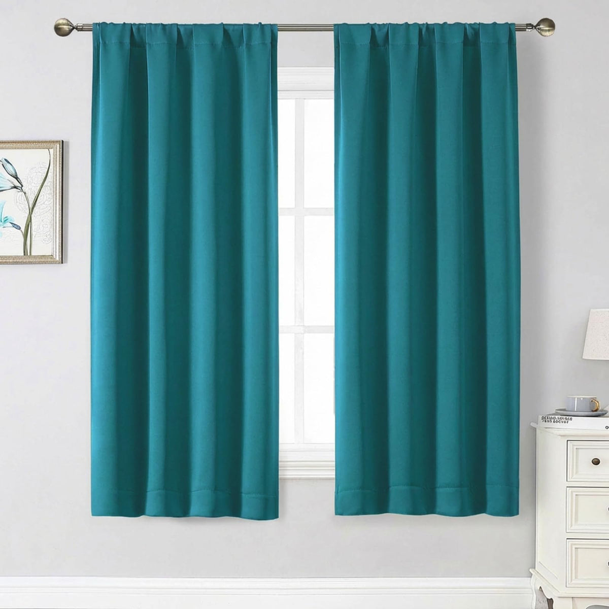 Black Cafe Blackout Curtains 36 Inch Length 2 Panels Set, Soft Solid Thermal Insulated Room Darkening Small Window Curtains for Kitchen Bathroom Basement, Black, Each, 40" Wx36 L