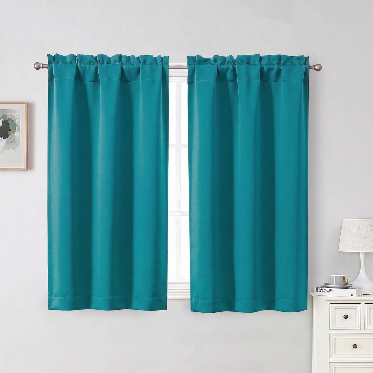 Chyhomenyc Short Black Out Curtains 36 Inch Length, 2 Panels, Black