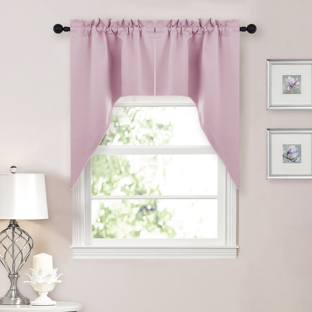 NICETOWN Burgundy Swag Curtains for Kitchen Over Sink 36 x 63 inches Long