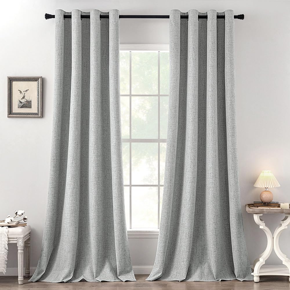 MIULEE 100% Blackout Linen Curtains for Bedroom 52x54 Inches Natural Beige