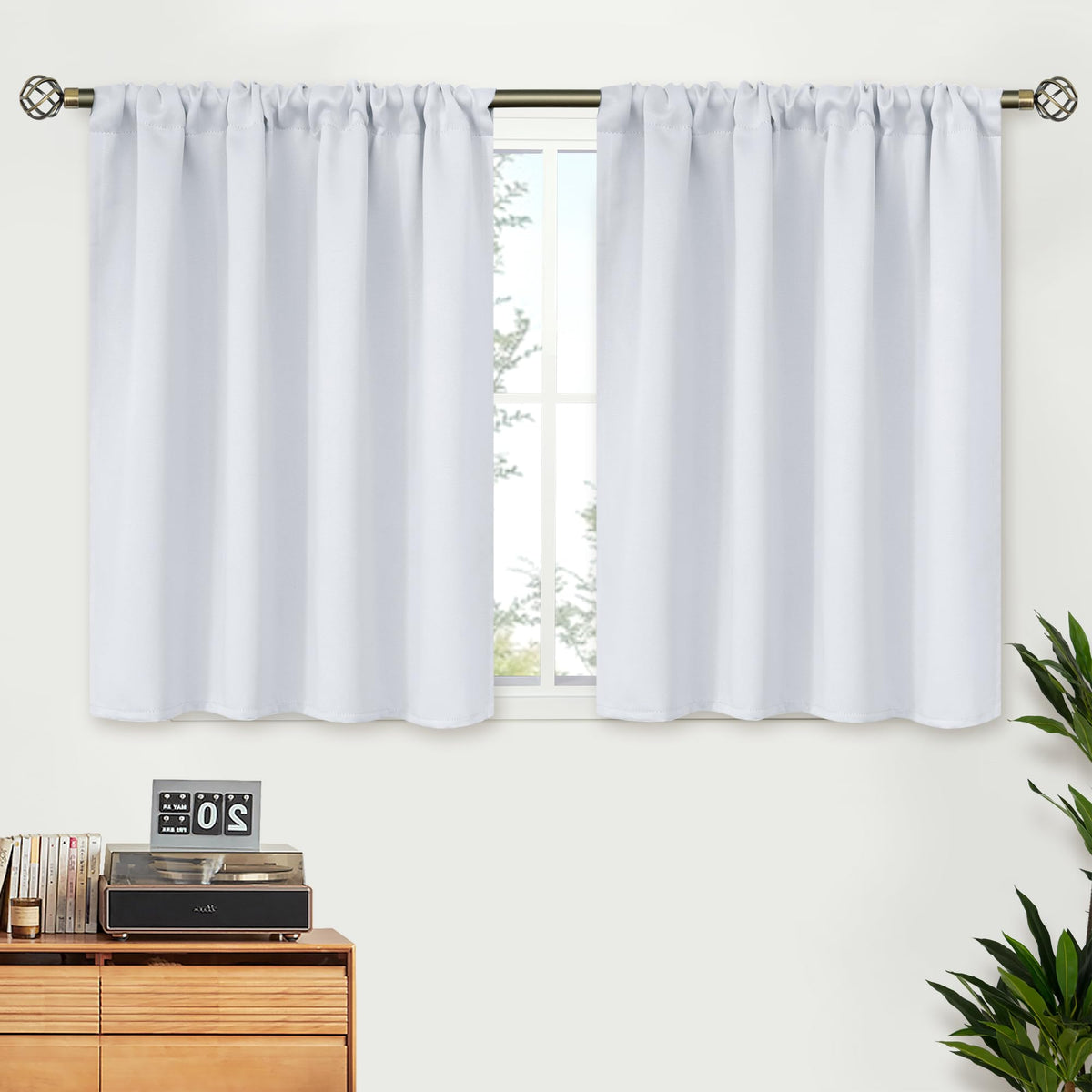 BGment Black Blackout Curtains 40 Inches Long for Kitchen Window 2 Panels
