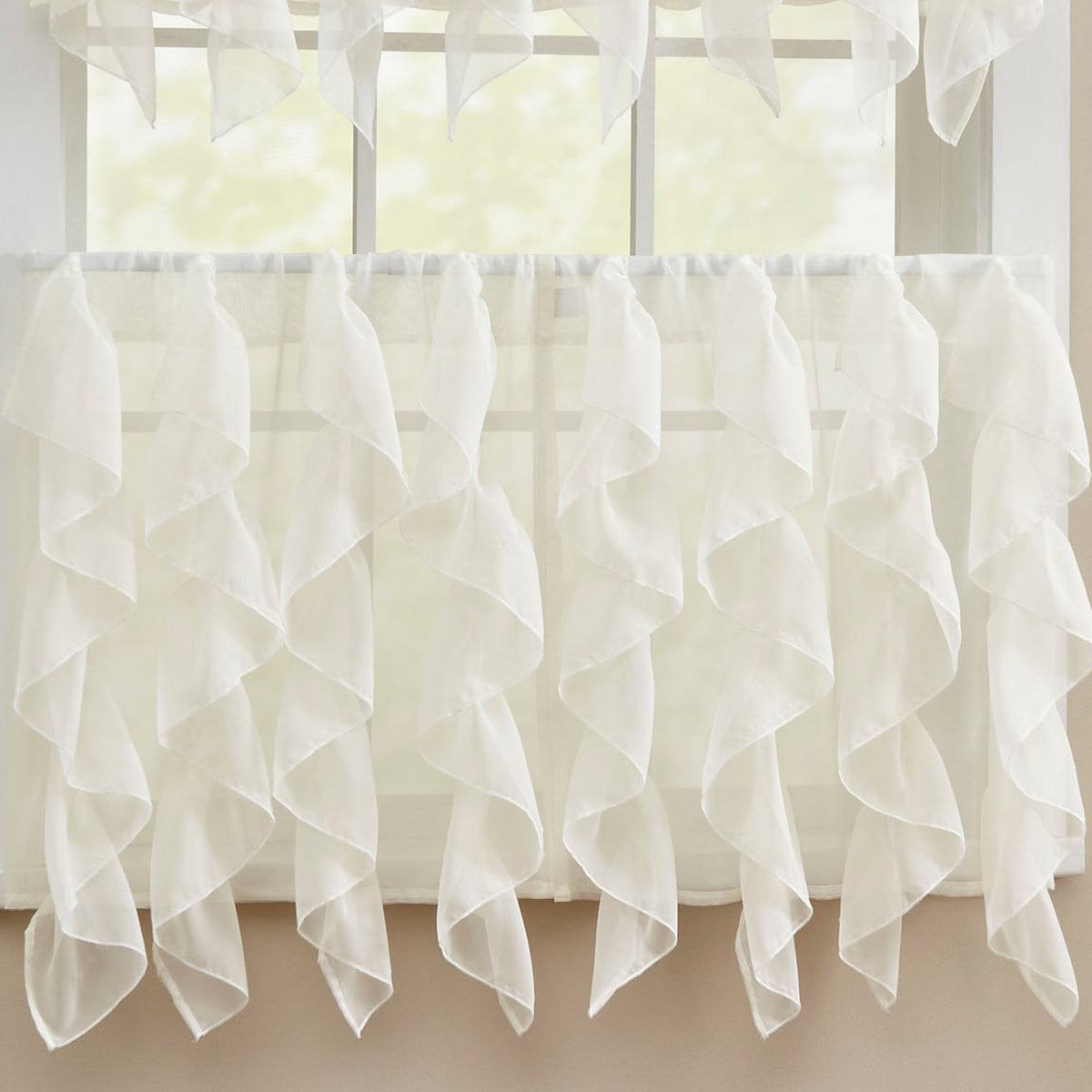 Sweet Home Collection Old World Style Floral Heavy Lace Kitchen Curtain Swag pair Hopewell Cream