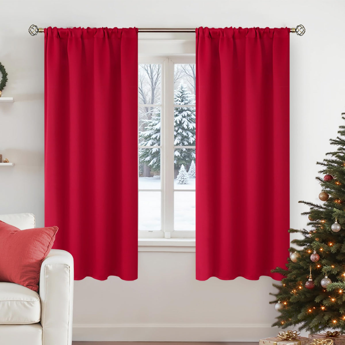 BGment Black Blackout Curtains 40 Inches Long for Kitchen Window 2 Panels