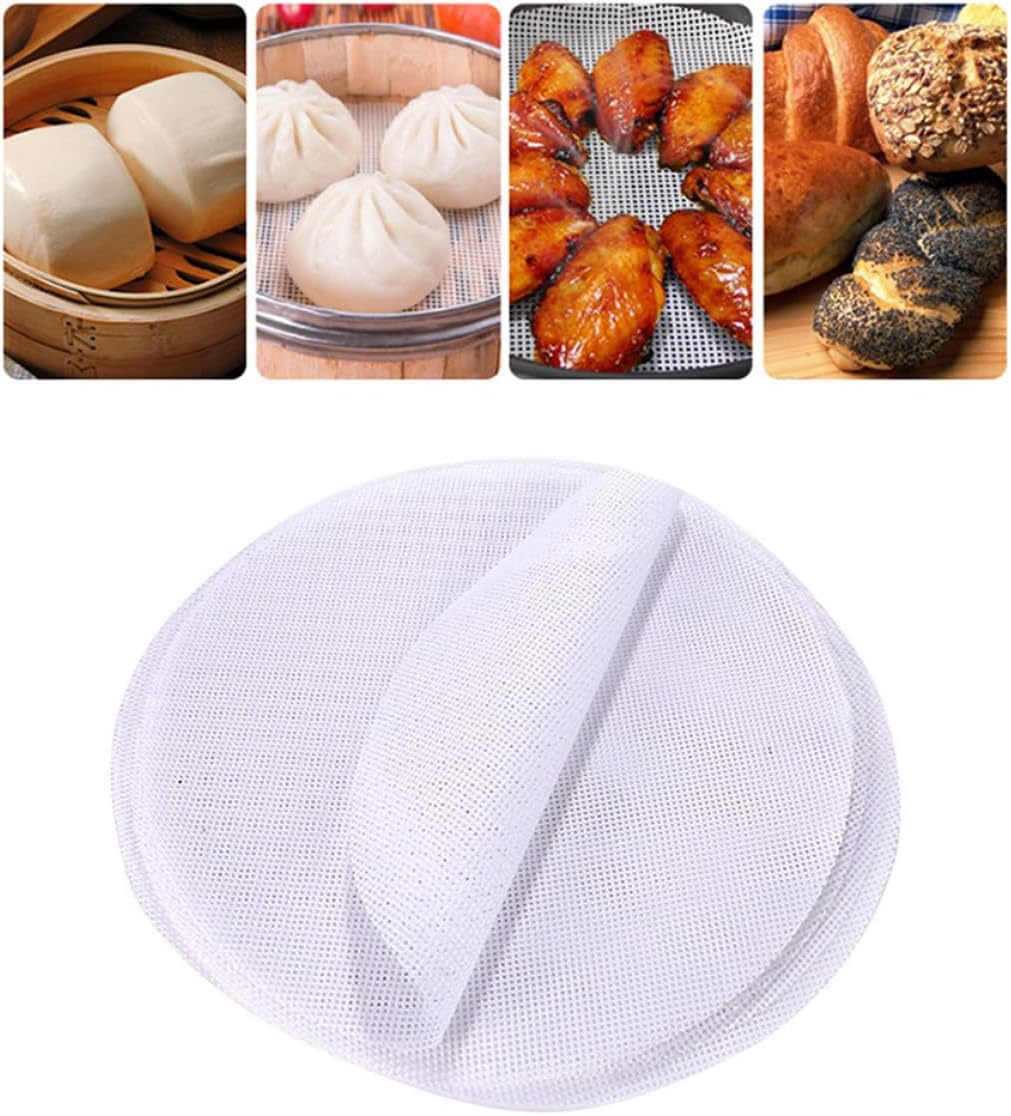 10pcs Non-stick Silicone Steamer Pad Mat for Dumplings and Steamed Buns, round 20cm Reusable Baking Mesh Liners for Home Kitchen Cooking