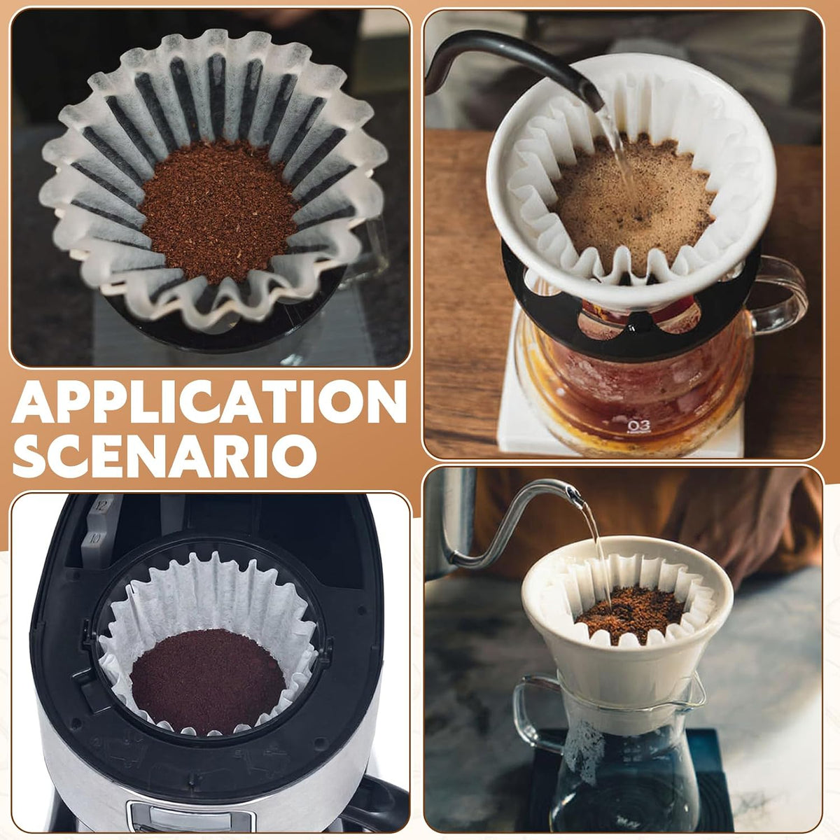 5 Cup Coffee Filters, 100 Count Basket Coffee Filter for 4-5 Cup Coffee Maker, Disposable Paper Coffee Filters for Mini Brew, White (Oxygen Bleaching）