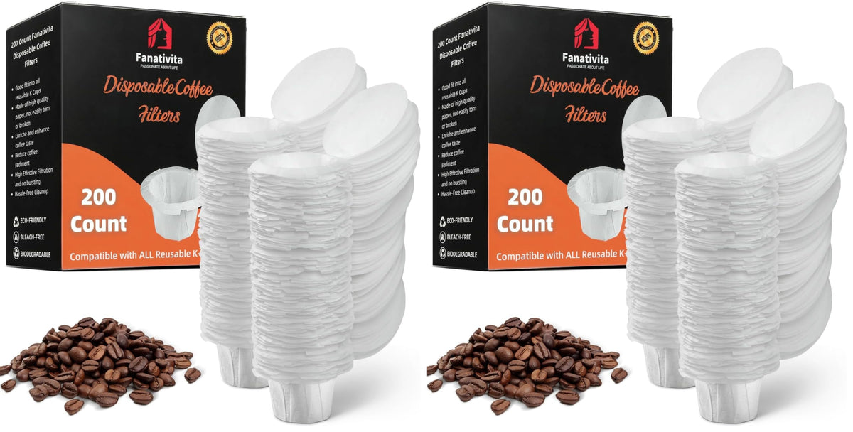 Fanativita 300ct K Cup Coffee Filters with Genius Lid, Unbleached