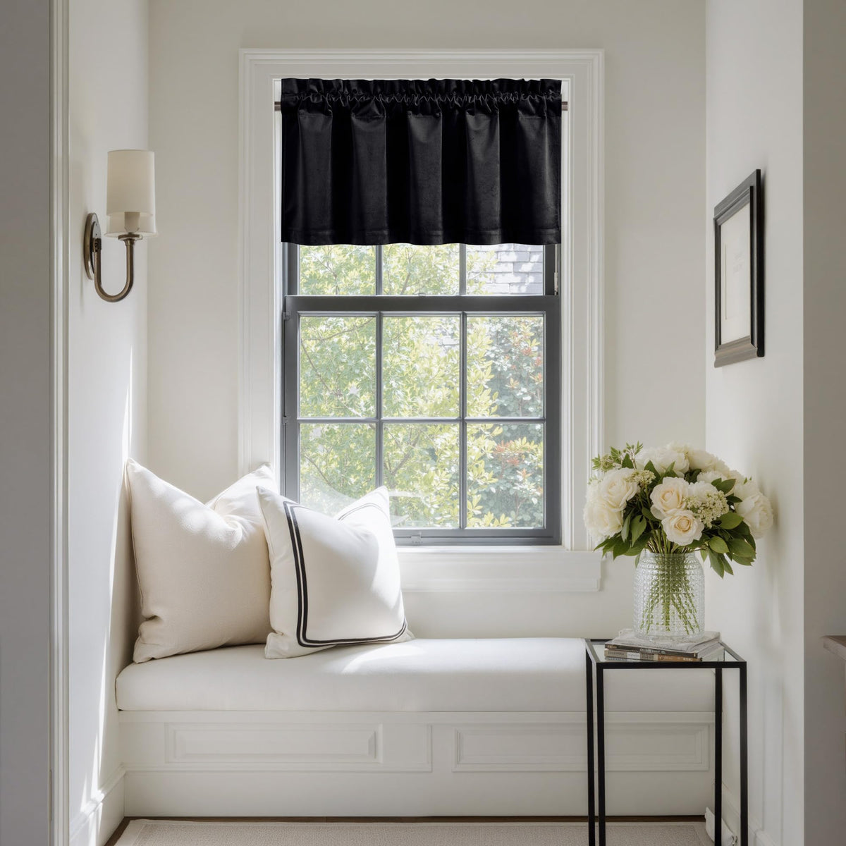 NICETOWN Black Out Velvet Curtains 63 inches Long for Kitchen