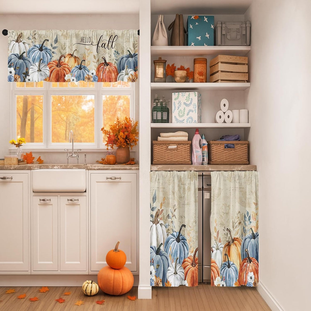 Arttown Fall Kitchen Curtains Sets for Windows, 52x36 Inch Thanksgiving