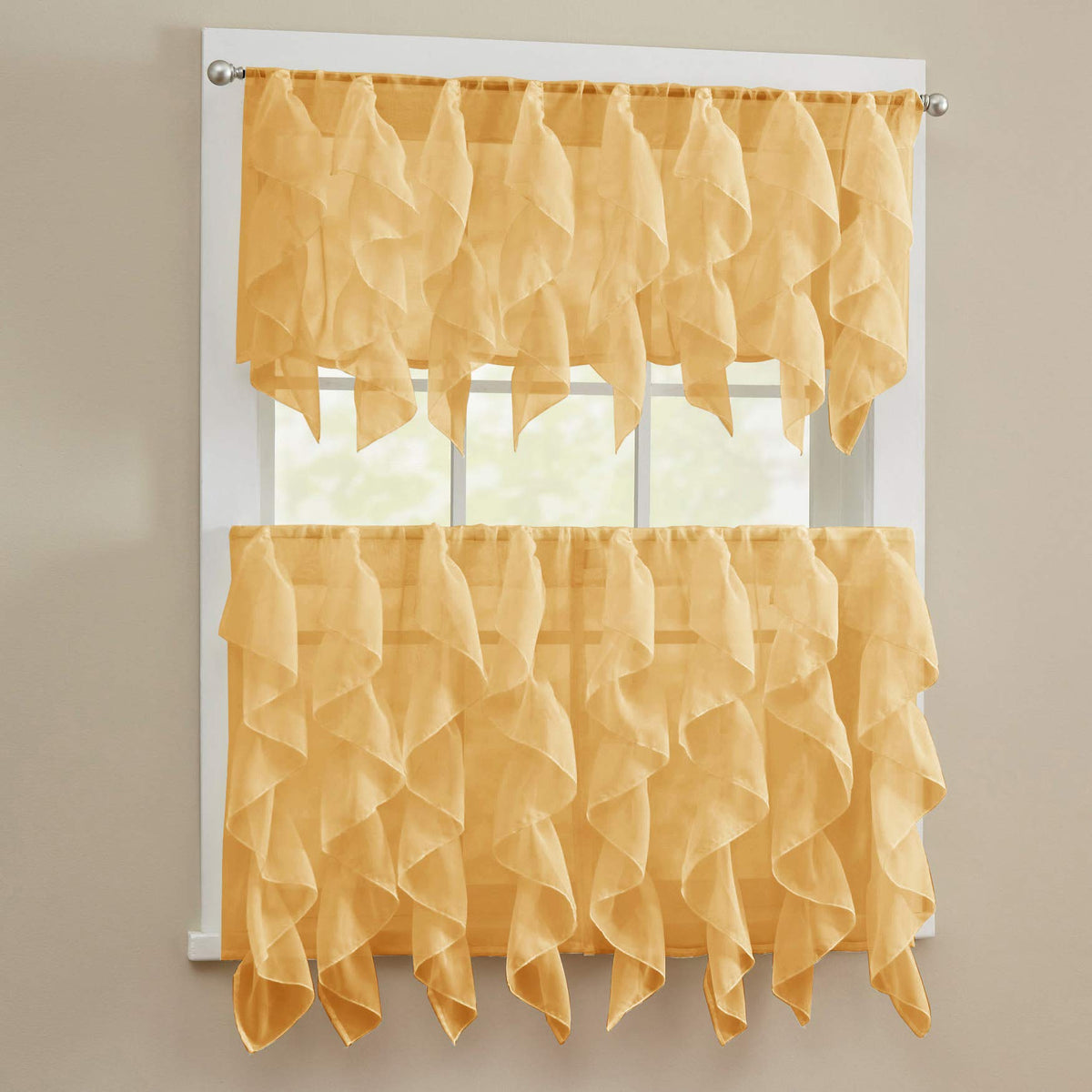 Sweet Home Collection Old World Style Floral Heavy Lace Kitchen Curtain Swag pair Hopewell Cream