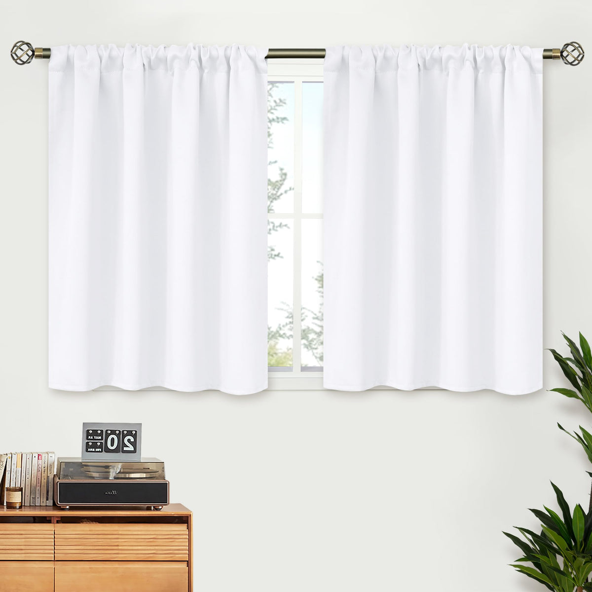BGment Black Blackout Curtains 40 Inches Long for Kitchen Window 2 Panels