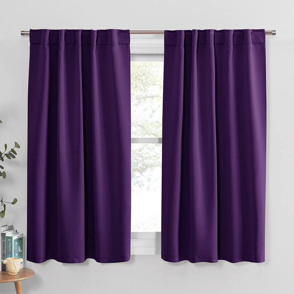 PONY DANCE Black Kitchen Blackout Curtains Over Sink, W 42 x L 45 inches