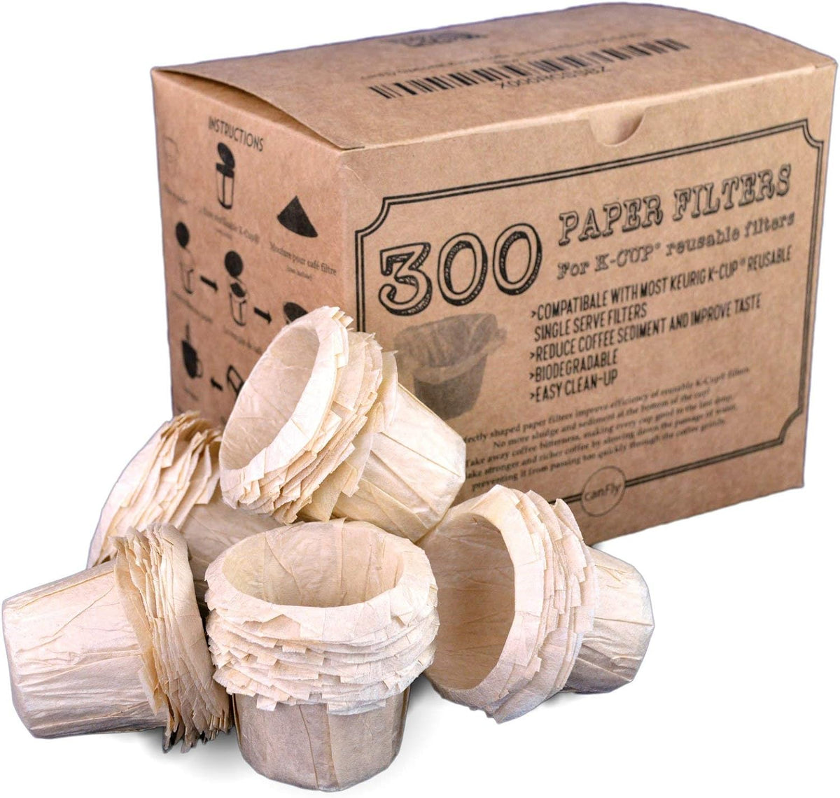 K Cup Paper Filters Disposable for Reusable Coffee Pods, 300 Count