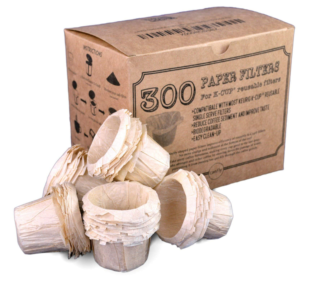 K Cup Paper Filters Disposable for Reusable Coffee Pods, 300 Count