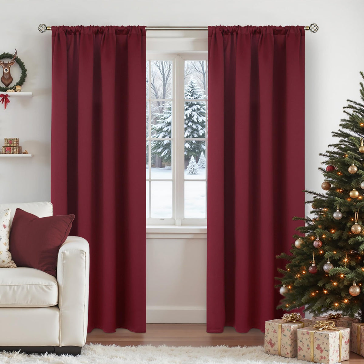 BGment Black Blackout Curtains 40 Inches Long for Kitchen Window 2 Panels