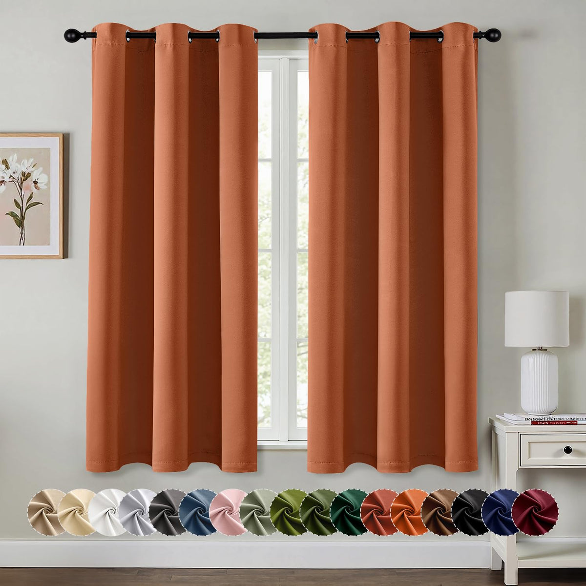 MIULEE Blackout Curtains for Bedroom 2 Panels 40 x 63 Inch Long Black