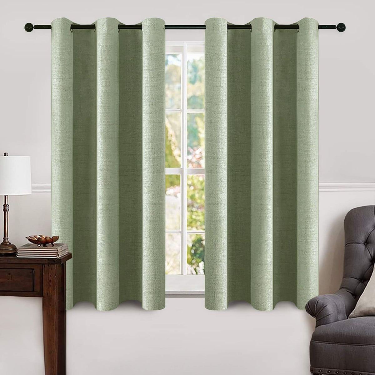 MIULEE 100% Blackout Linen Curtains for Bedroom 52x54 Inches Natural Beige