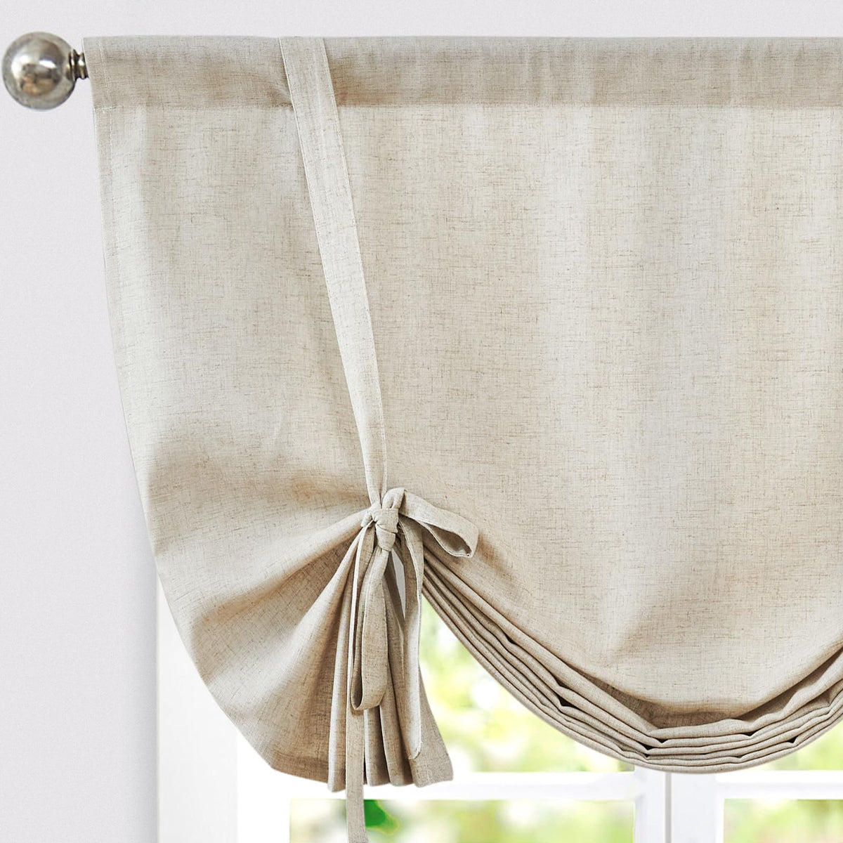 jinchan Swag Valance for Windows 36 Inch Length Farmhouse 2 Panels Beige