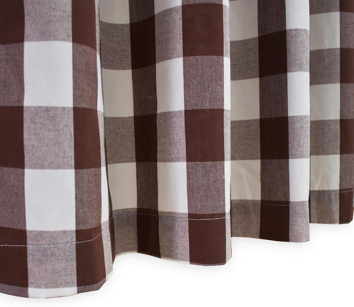3 Pieces Tier Curtains and Valance Set Buffalo Check Kitchen Tiers Plaid Gingham Rod Pocket Classic Short Small Cafe Curtains Country Farmhouse Cafe Bathroom 54"x18"/27"x24" Brown & White