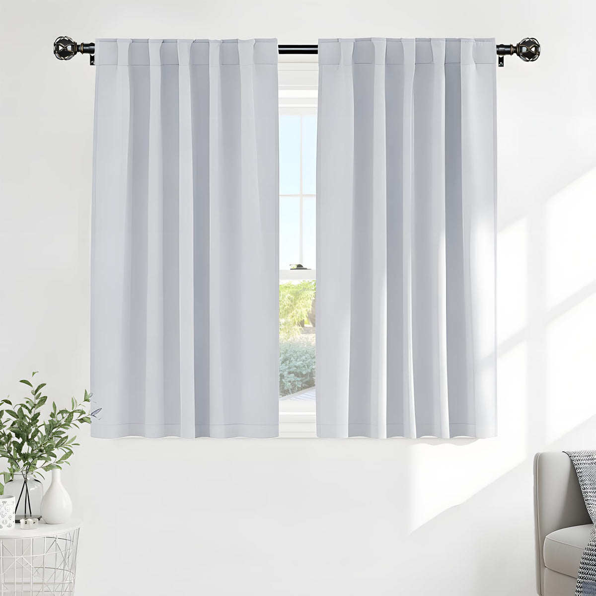 PONY DANCE Black Kitchen Blackout Curtains Over Sink, W 42 x L 45 inches