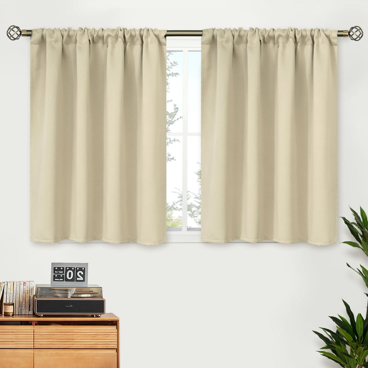 BGment Black Blackout Curtains 40 Inches Long for Kitchen Window 2 Panels