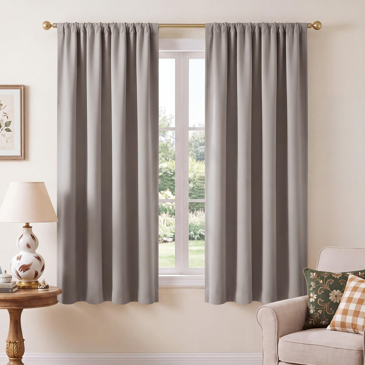 NICETOWN 100% Black Out Kitchen Curtains 36 Inch Length, W52xL36, 2 Panels