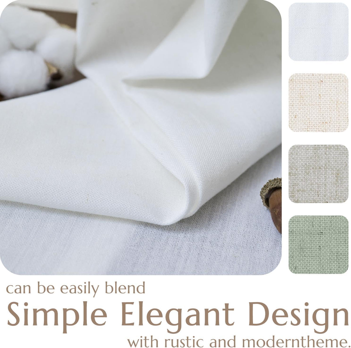 jinchan Linen Blend Kitchen Tier Curtains, 24 Inch, White, 2 Panels