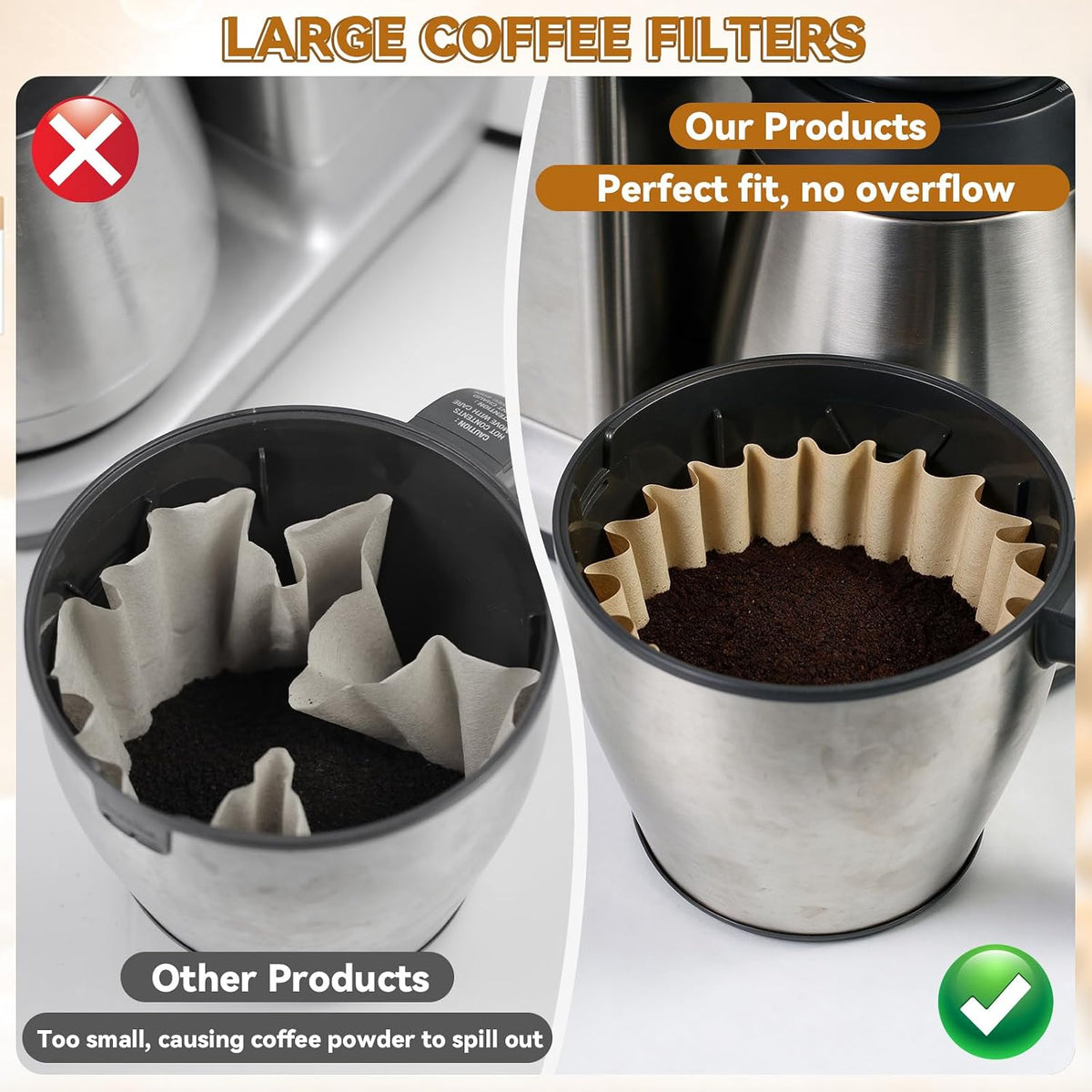 200 Pcs Disposable Large Coffee Filters for Breville Coffee Maker 12-Cup