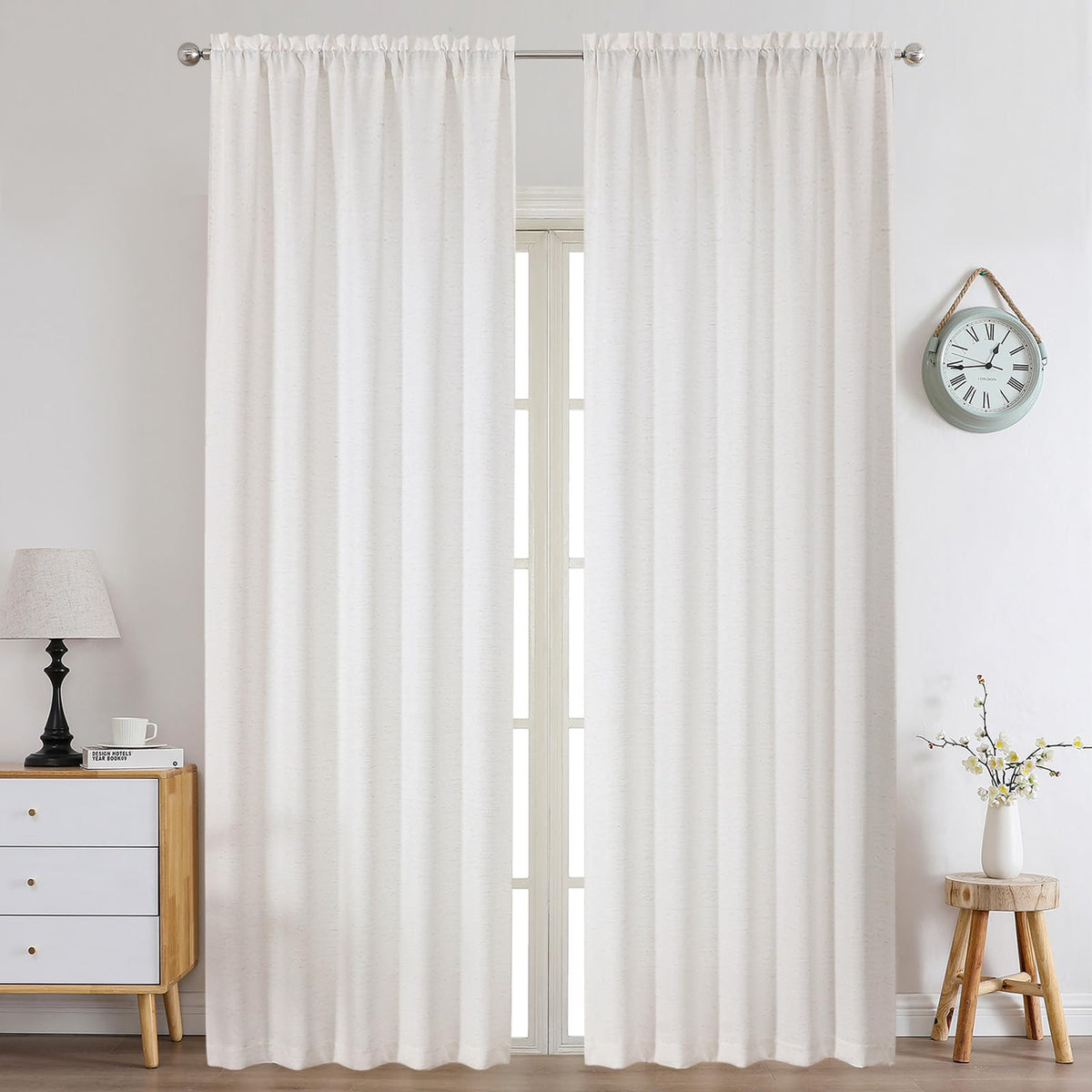 Chyhomenyc 2 Panels White Kitchen Curtains 36 Inch Length Tier Curtain