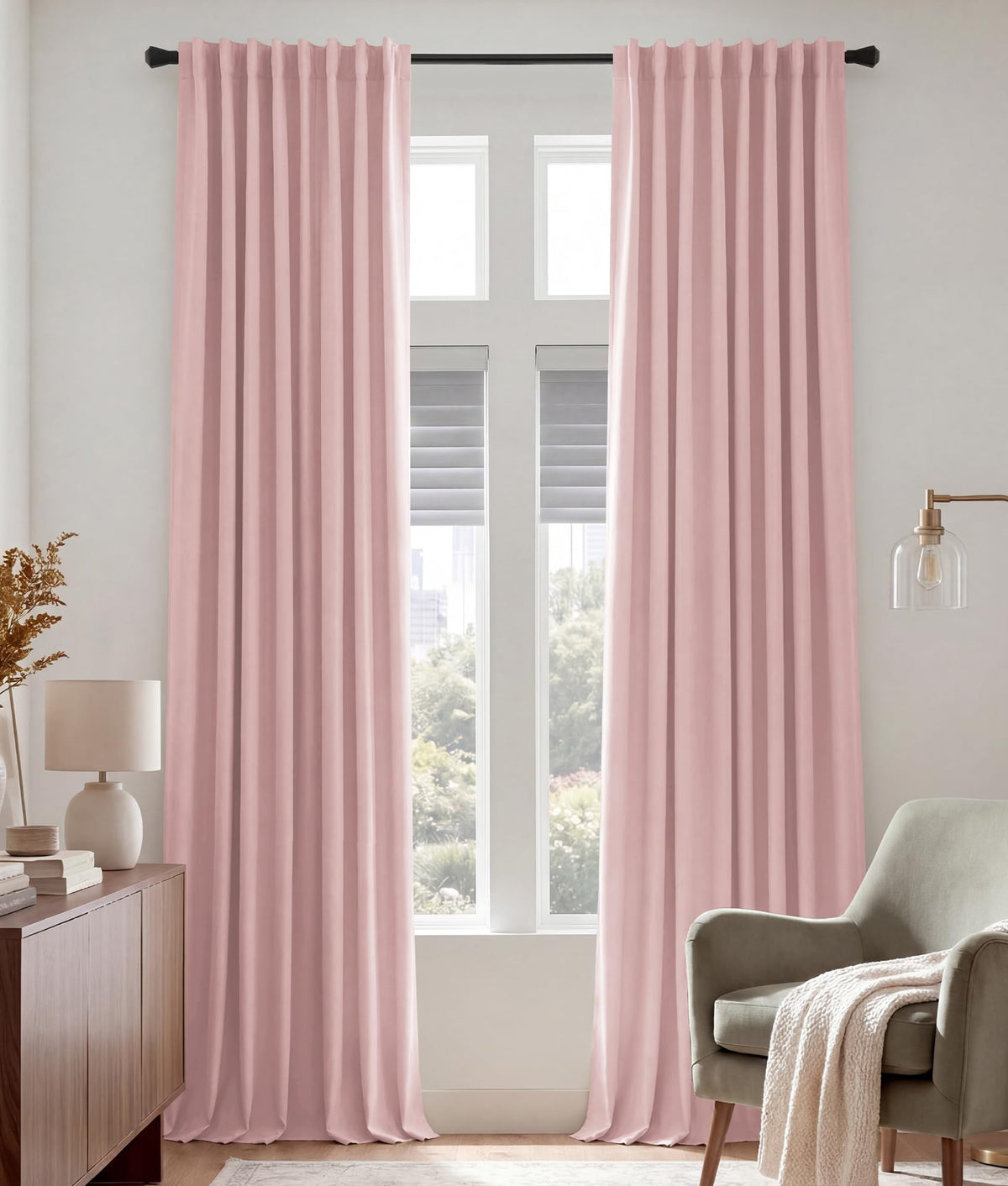 PONY DANCE Black Kitchen Blackout Curtains Over Sink, W 42 x L 45 inches