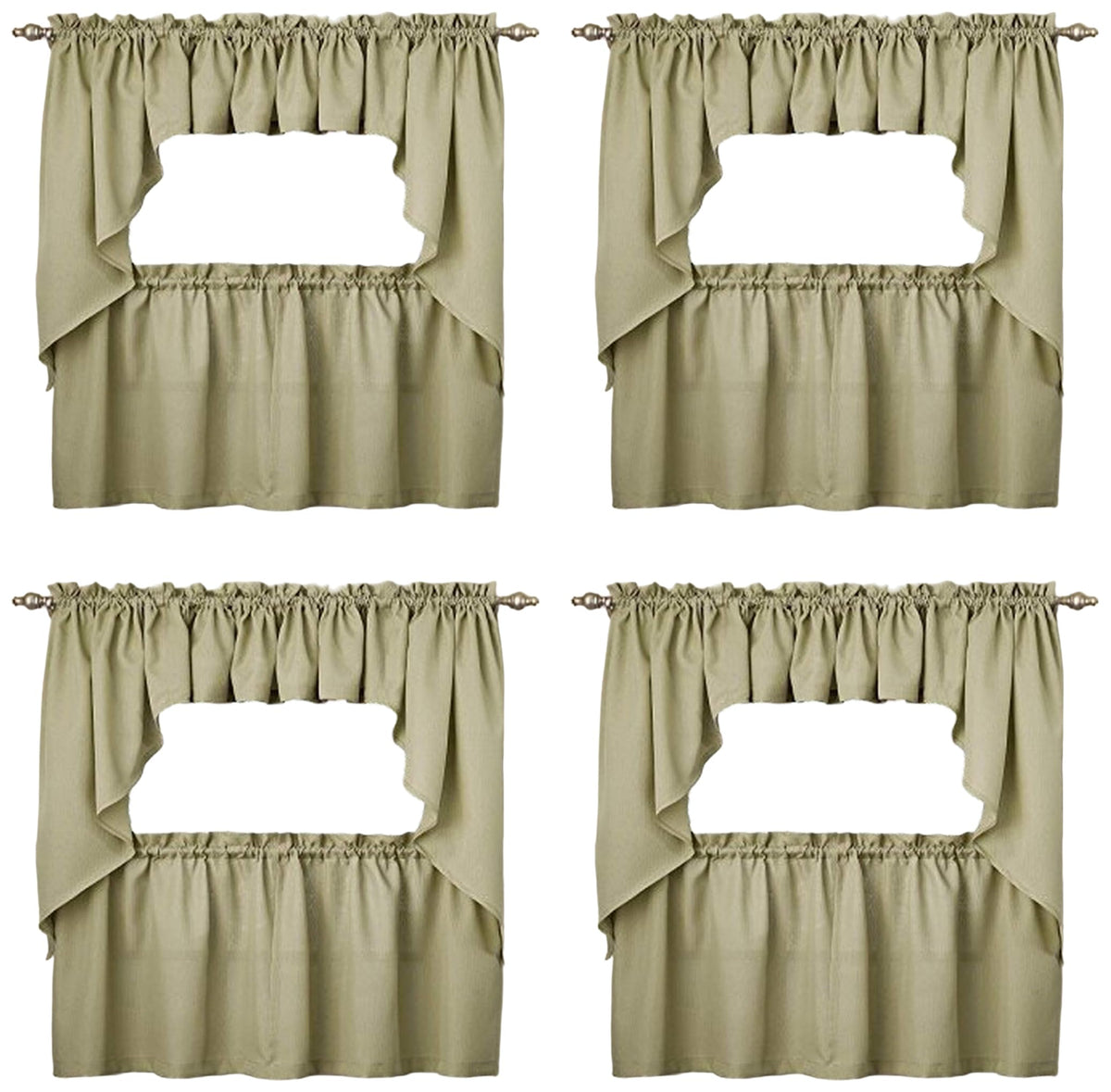 Sweet Home Collection Old World Style Floral Heavy Lace Kitchen Curtain Swag pair Hopewell Cream