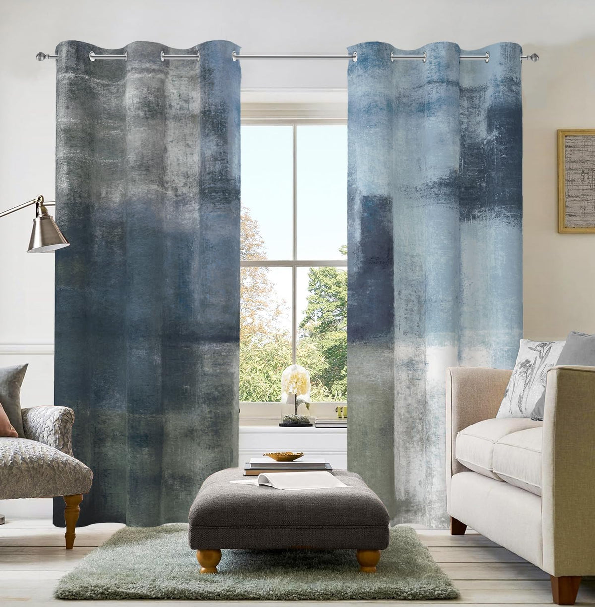 Asuexpect Burnt Orange Abstract Curtains for Kitchen, 26W x 36L, 2 Panels
