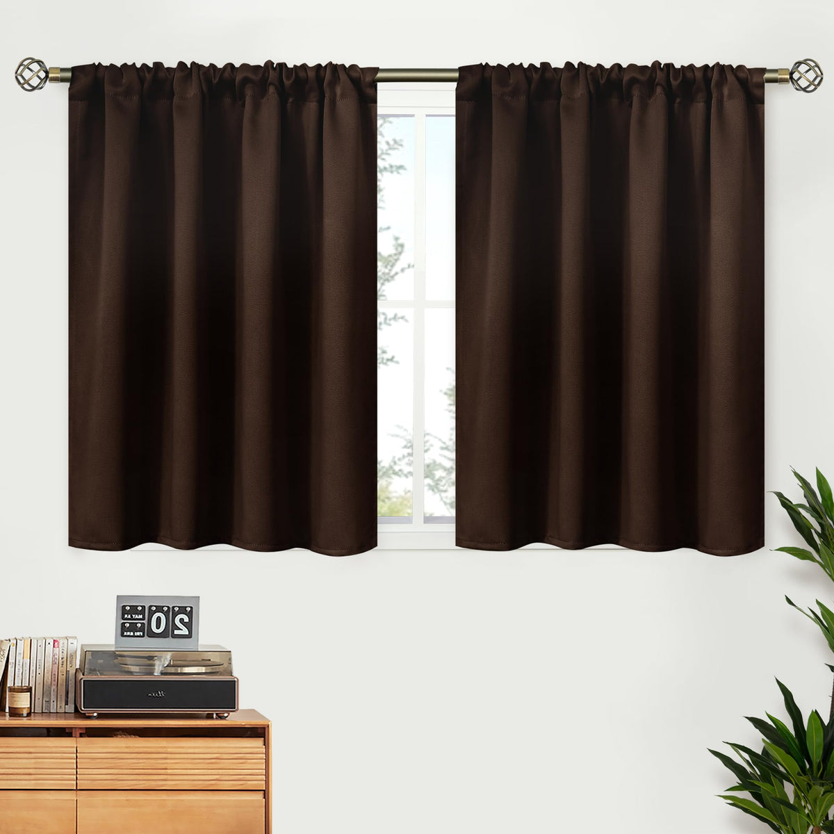 BGment Black Blackout Curtains 40 Inches Long for Kitchen Window 2 Panels