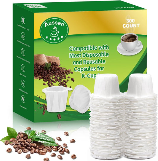 Aussen Disposable Coffee Paper Filters, Fits All Reusable K-Cup Coffee Pods