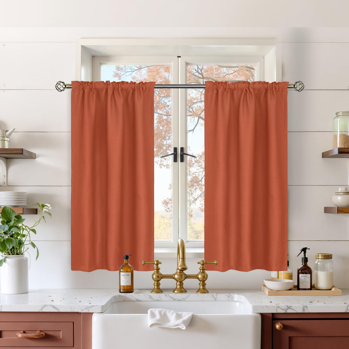 BGment Black Blackout Curtains 40 Inches Long for Kitchen Window 2 Panels