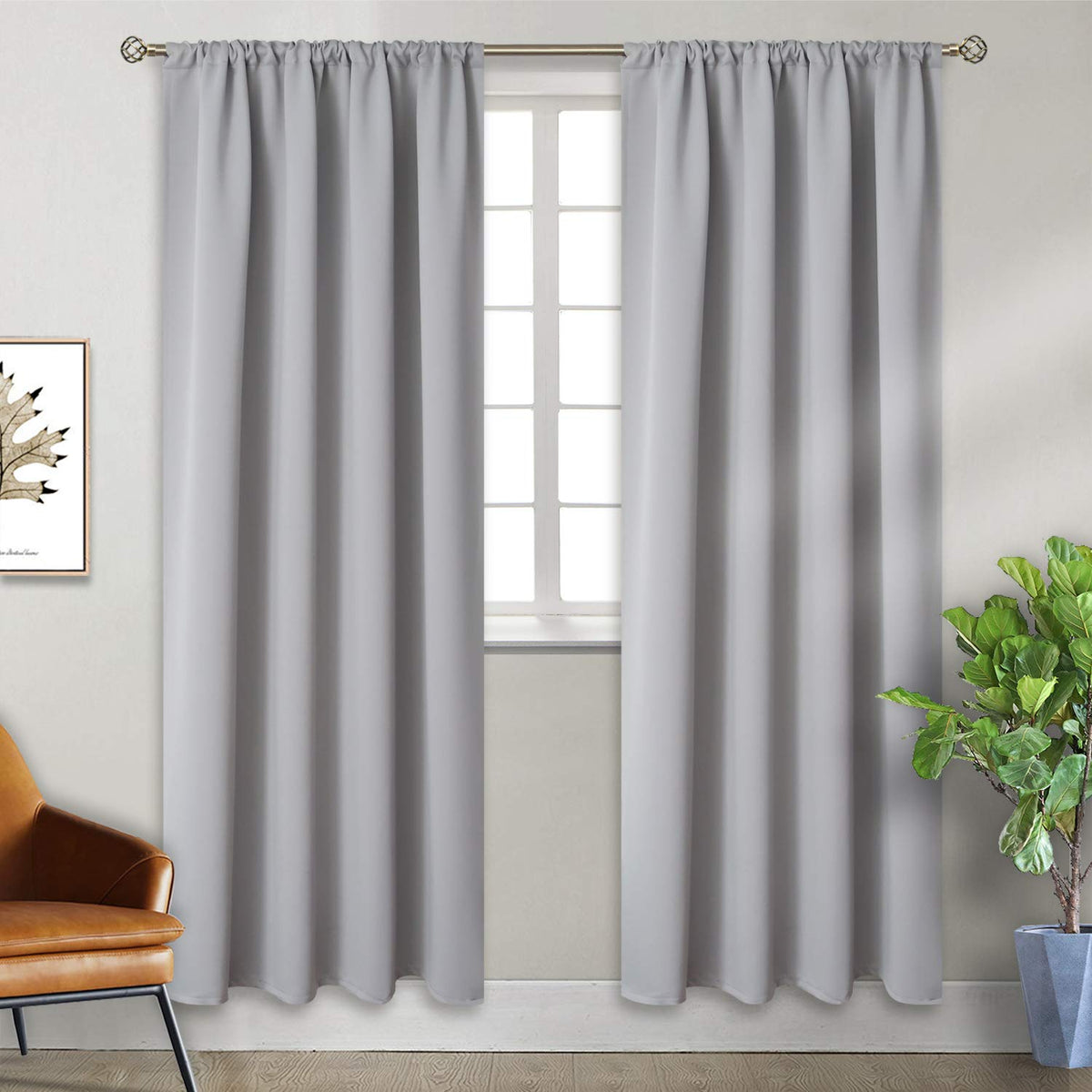 BGment Black Blackout Curtains 40 Inches Long for Kitchen Window 2 Panels