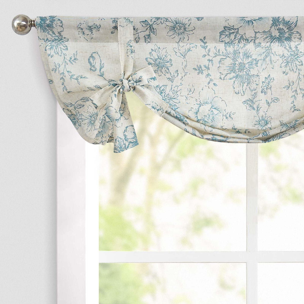 jinchan Swag Valance for Windows 36 Inch Length Farmhouse 2 Panels Beige