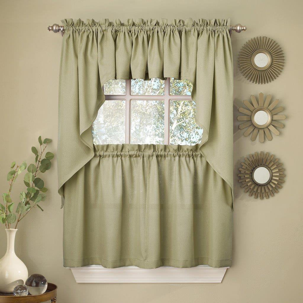 Sweet Home Collection Old World Style Floral Heavy Lace Kitchen Curtain Swag pair Hopewell Cream