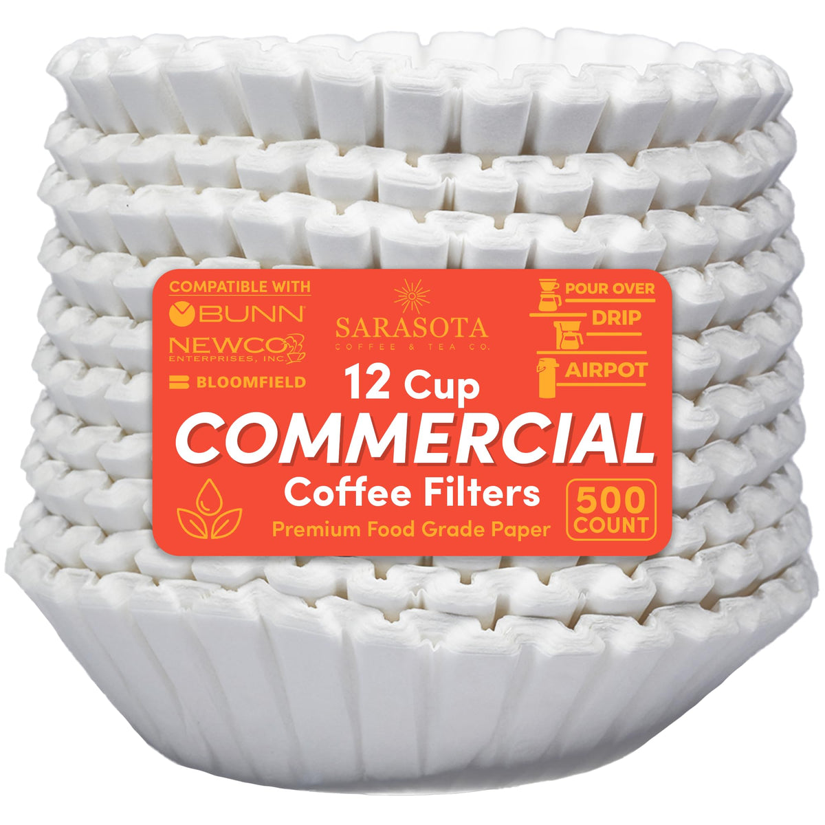 12 Cup Commercial Coffee Filters (9.5” x 4.5”) for 12-Cup BUNN, Fetco & Curtis Coffee Machines – Tall Walls, No Ground Overflow – Premium Filters for Businesses (Bulk Pack)