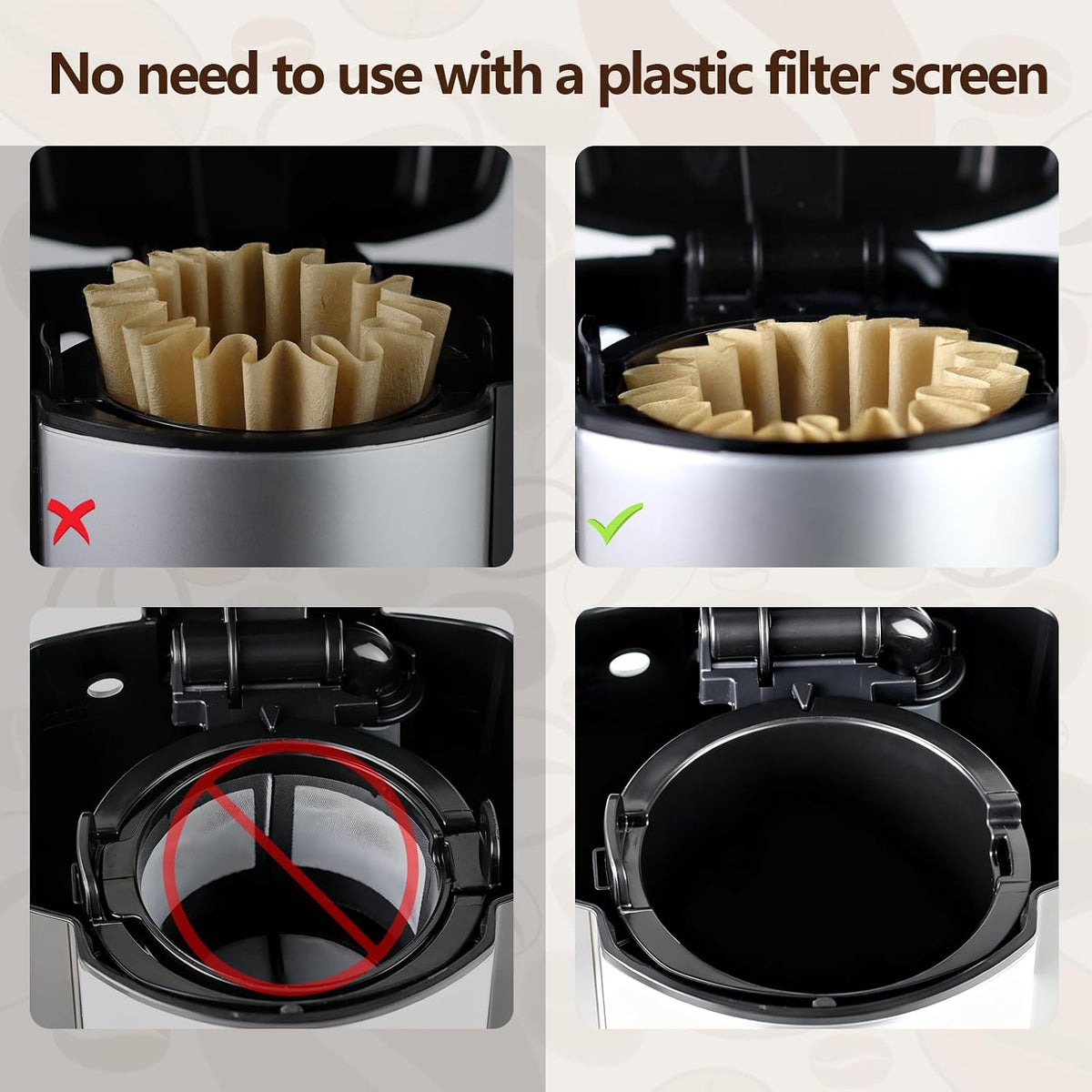 200 Pcs Unbleached Coffee Filters for Black and Decker Coffee Maker CM618