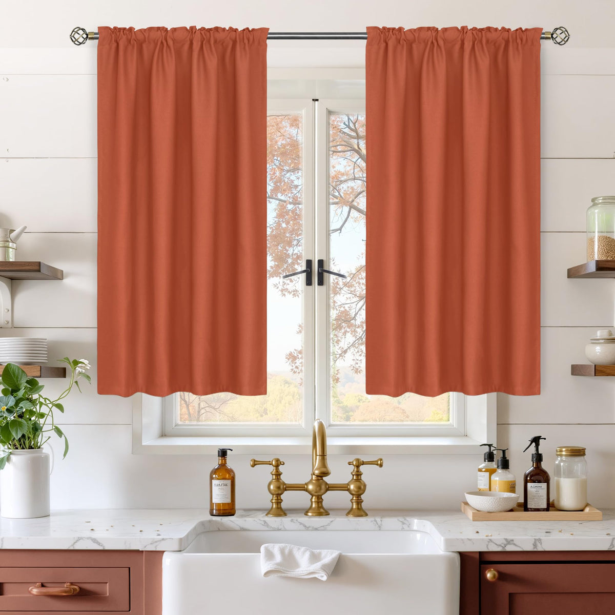 BGment Black Blackout Curtains 40 Inches Long for Kitchen Window 2 Panels