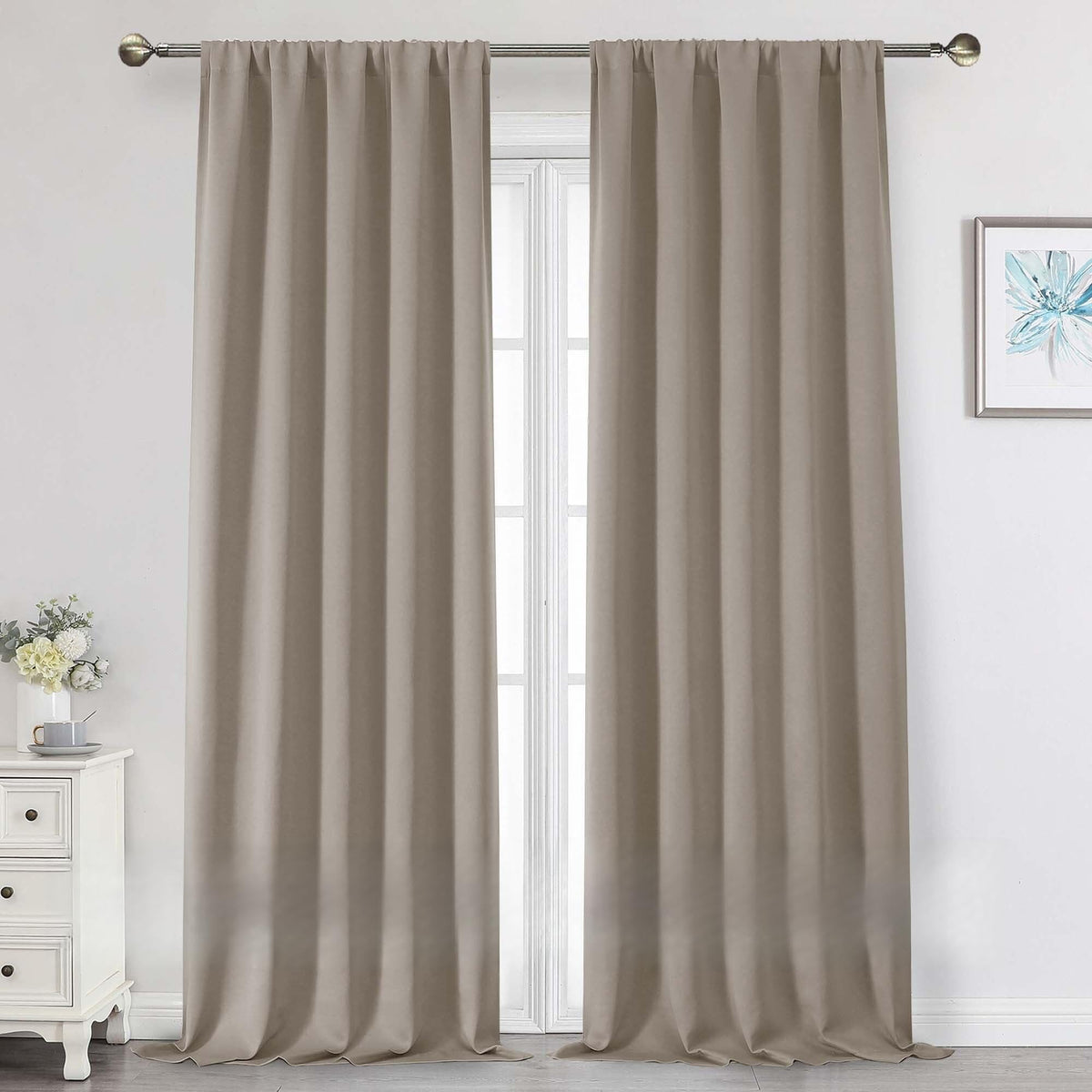 Black Cafe Blackout Curtains 36 Inch Length 2 Panels Set, Soft Solid Thermal Insulated Room Darkening Small Window Curtains for Kitchen Bathroom Basement, Black, Each, 40" Wx36 L