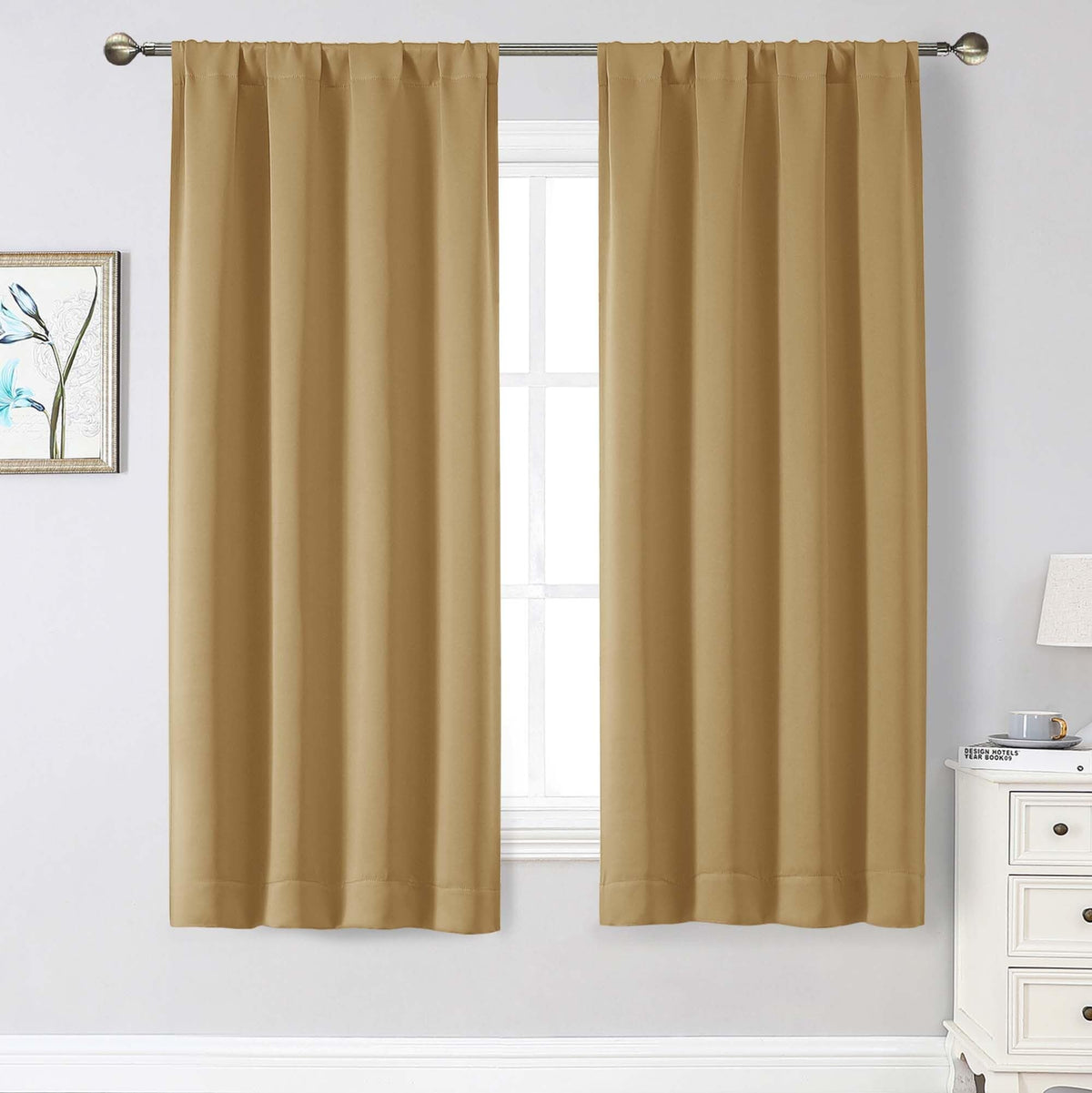 Black Cafe Blackout Curtains 36 Inch Length 2 Panels Set, Soft Solid Thermal Insulated Room Darkening Small Window Curtains for Kitchen Bathroom Basement, Black, Each, 40" Wx36 L
