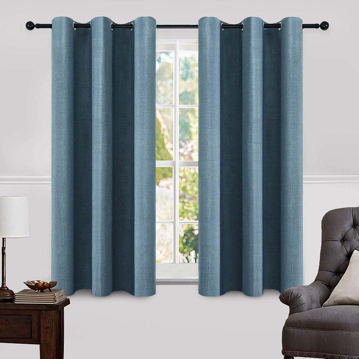 MIULEE 100% Blackout Linen Curtains for Bedroom 52x54 Inches Natural Beige