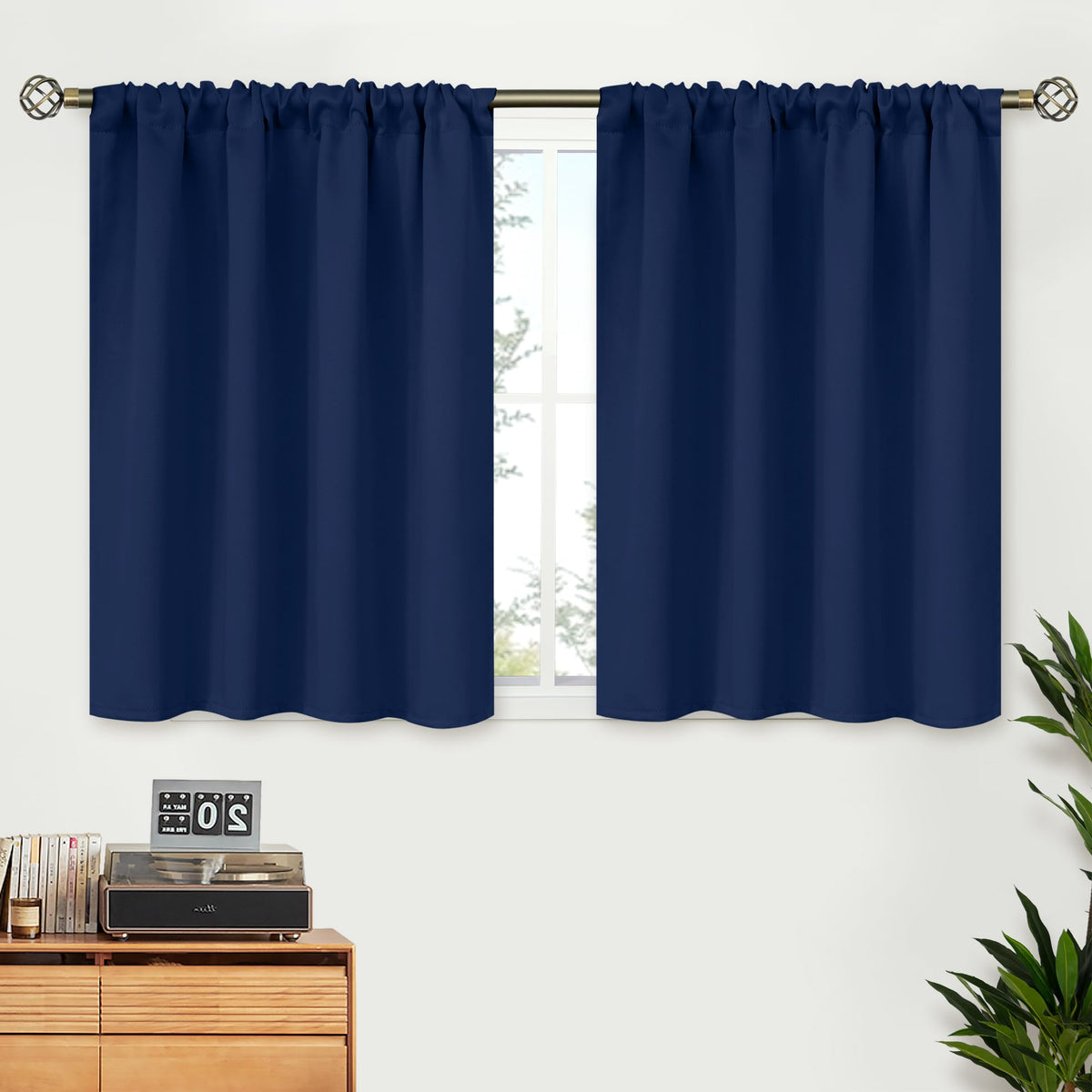 BGment Black Blackout Curtains 40 Inches Long for Kitchen Window 2 Panels