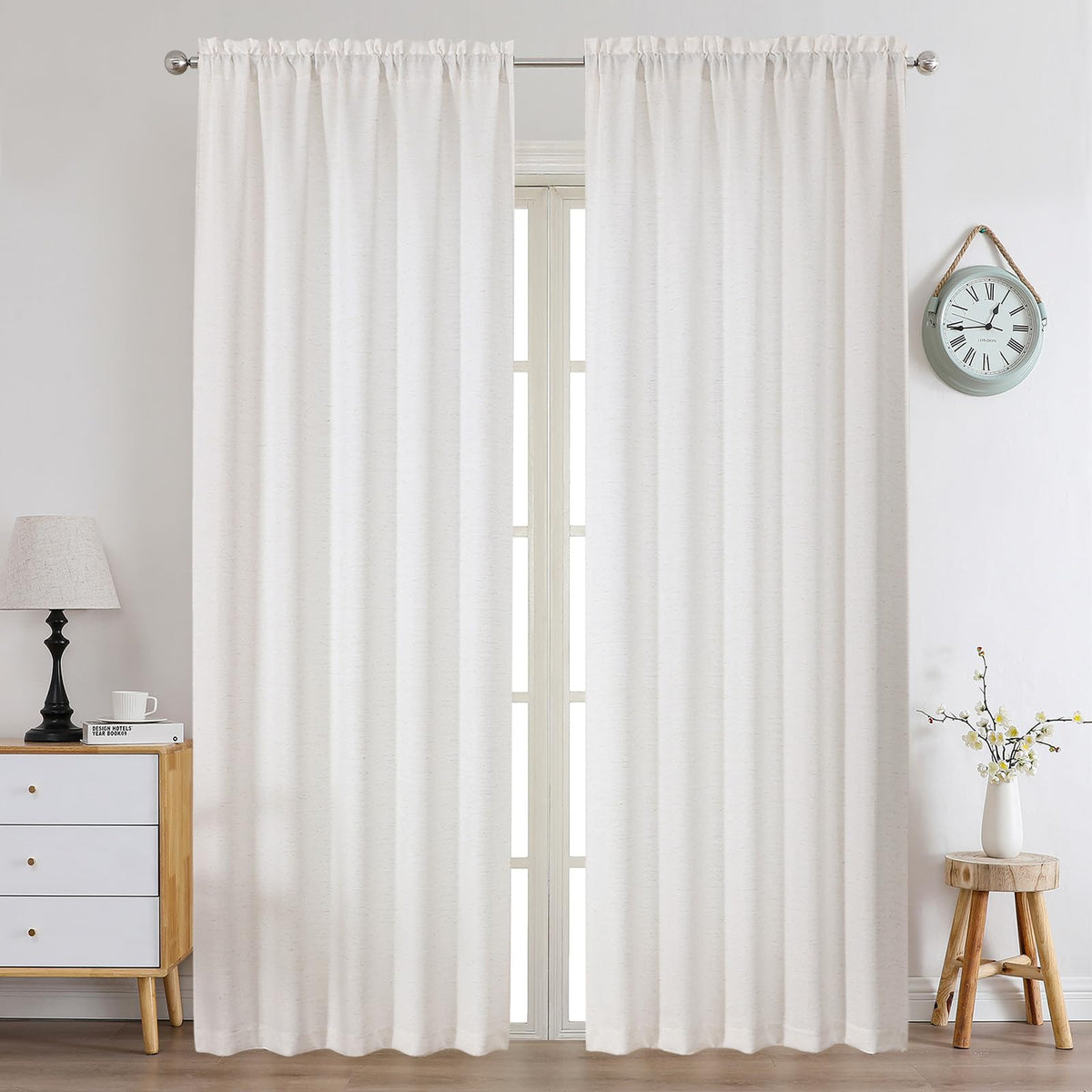 Chyhomenyc 2 Panels White Kitchen Curtains 36 Inch Length Tier Curtain
