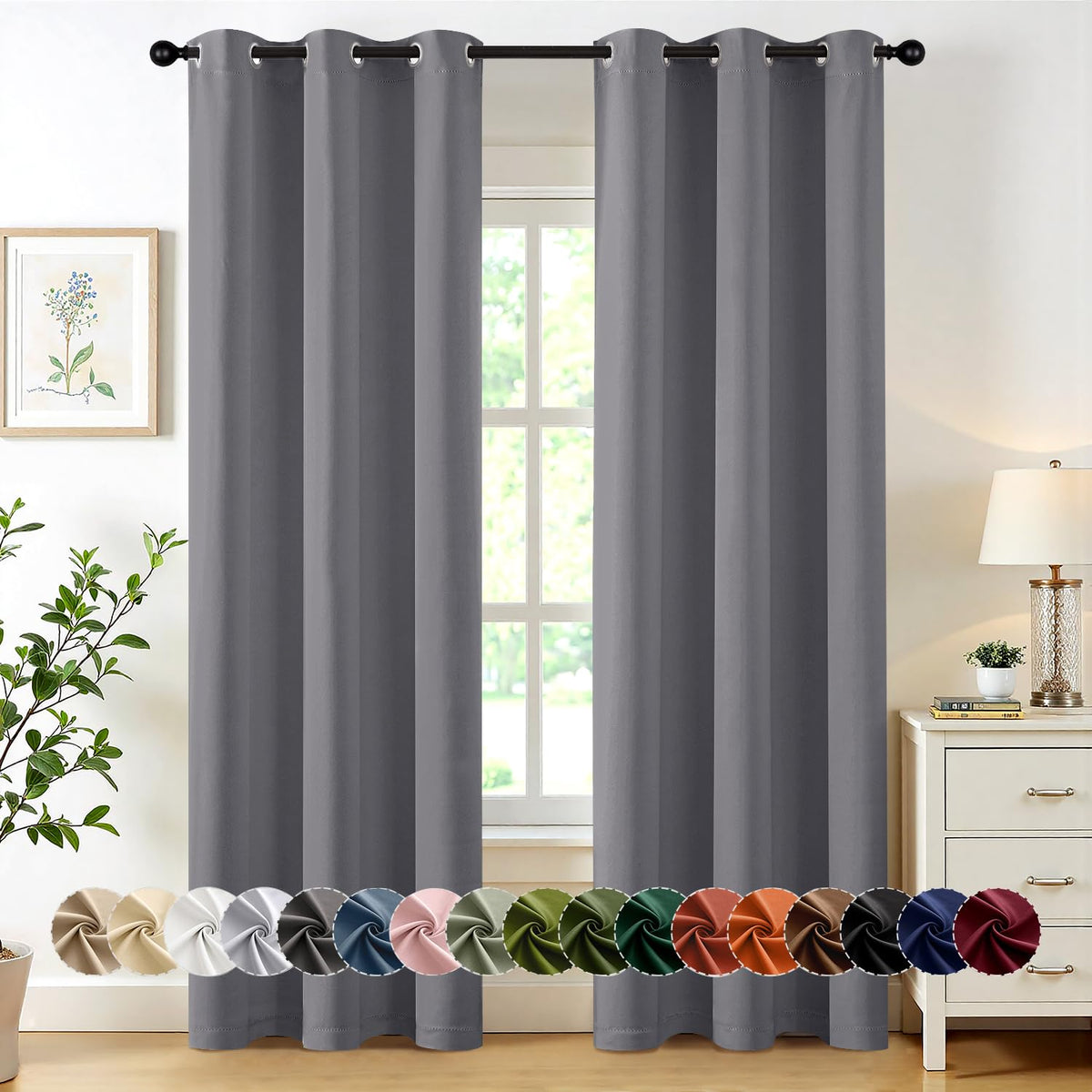 MIULEE Blackout Curtains for Bedroom 2 Panels 40 x 63 Inch Long Black
