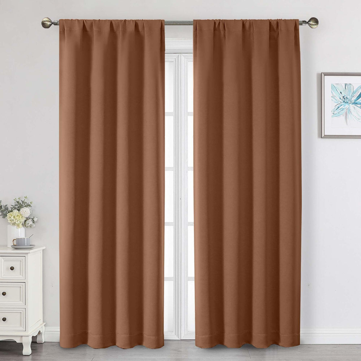 Black Cafe Blackout Curtains 36 Inch Length 2 Panels Set, Soft Solid Thermal Insulated Room Darkening Small Window Curtains for Kitchen Bathroom Basement, Black, Each, 40" Wx36 L