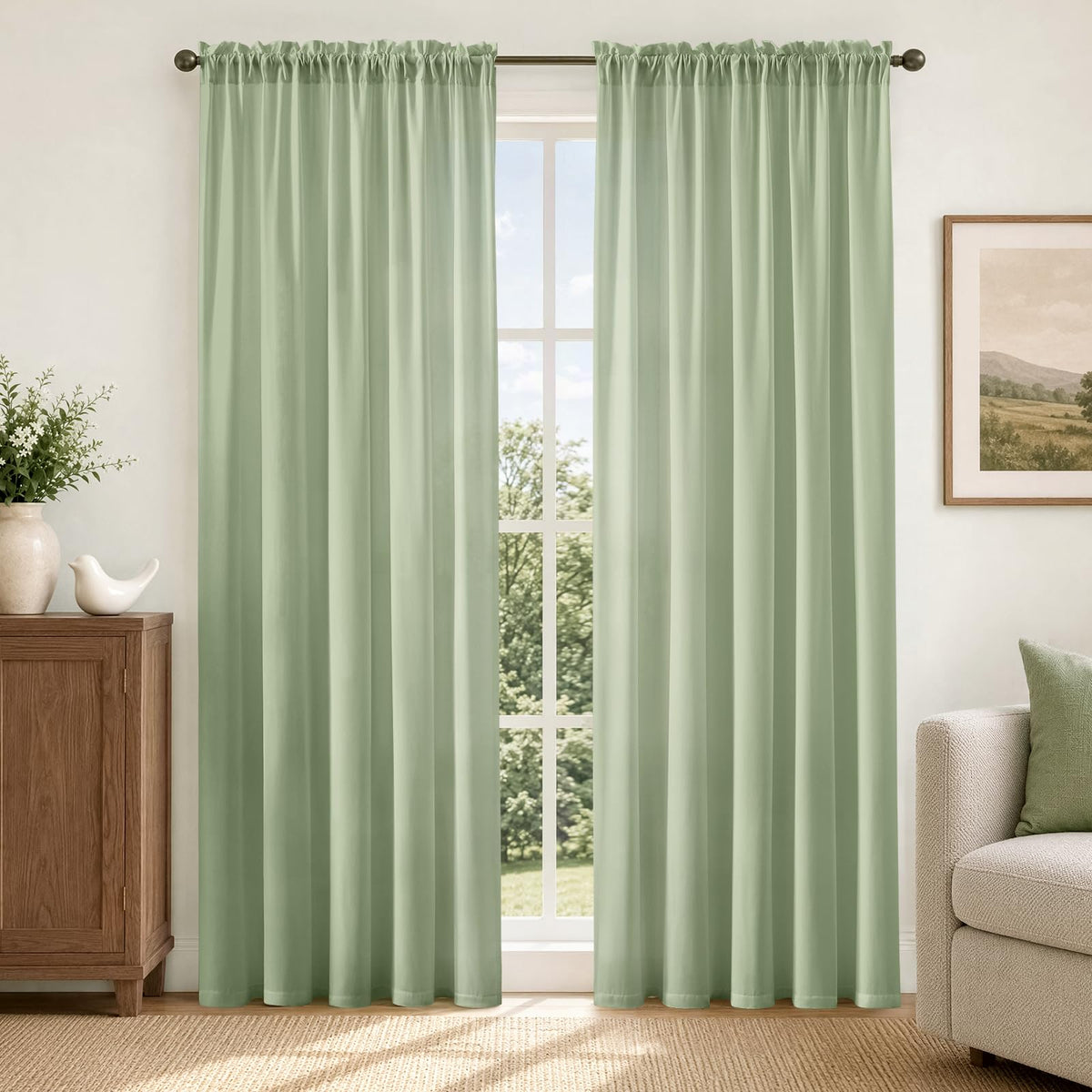 HOMEIDEAS Non-See-Through White Sheer Kitchen Curtains, 30 X 36 Inches Long
