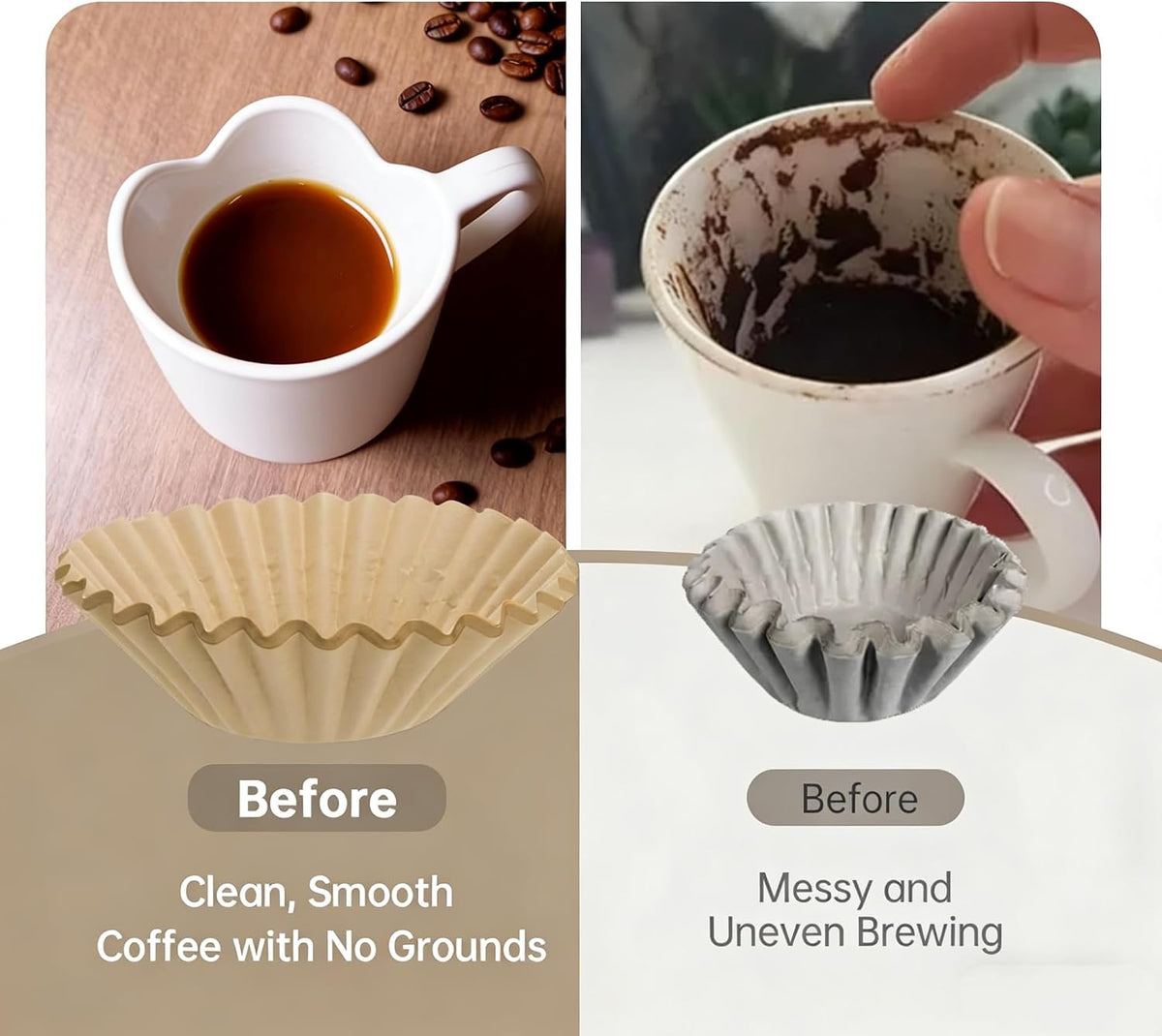 Unbleached Coffee Filters compatible with Breville,100 PCS Extra Large Basket, Upgrade Thickened Disposable Paper, Smooth Brew Extraction, Will Not Tear or Clog